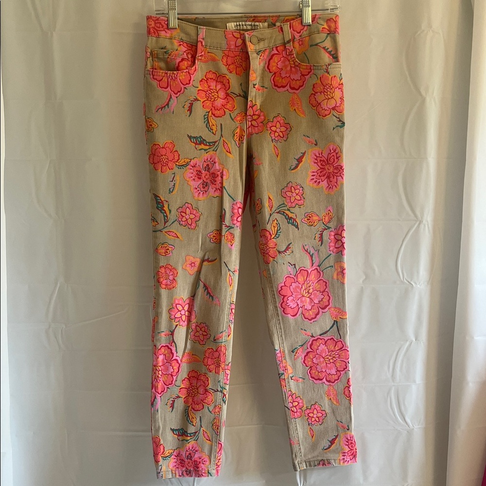 Jones New York Floral Print Pants in Pink and Orange